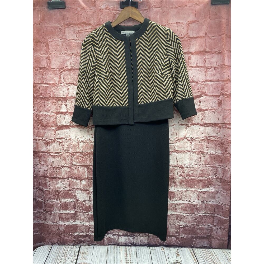 Vintage Danny & Nicole Black & Brown 2PC Dress &Jacket Size 4